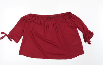 Womens UK Size 10 Cameo Rose Red Basic Blouse