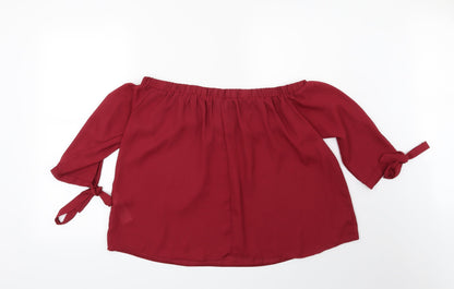 Womens UK Size 10 Cameo Rose Red Basic Blouse