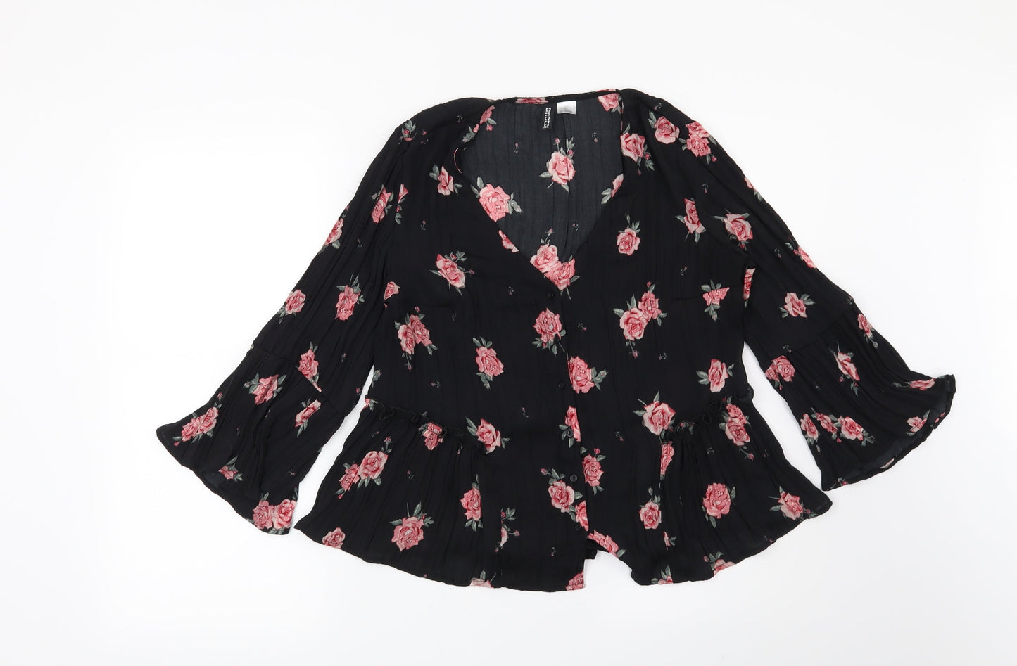 Womens UK Size 10 H&M Black Basic Blouse