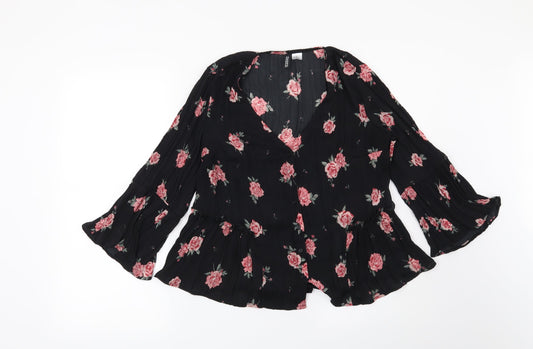 Womens UK Size 10 H&M Black Basic Blouse