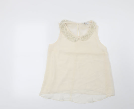 Womens UK Size 10 New Look Beige Basic Blouse