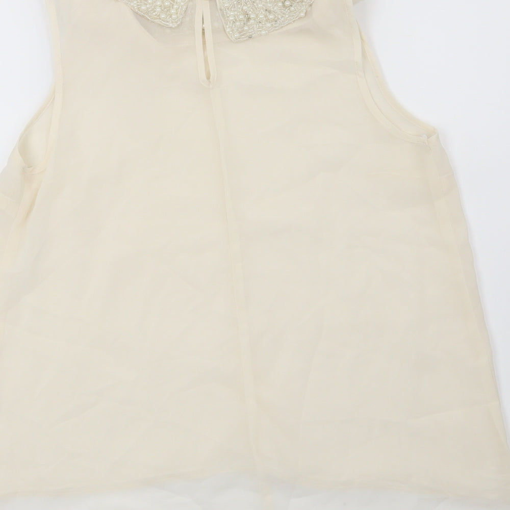 Womens UK Size 10 New Look Beige Basic Blouse