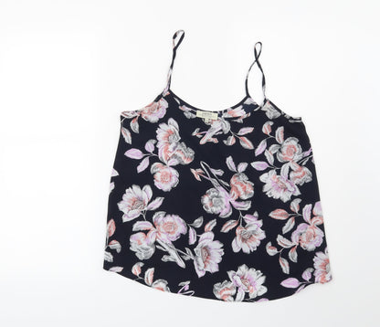 Papaya Womens Blue Floral  Basic Blouse Size 10