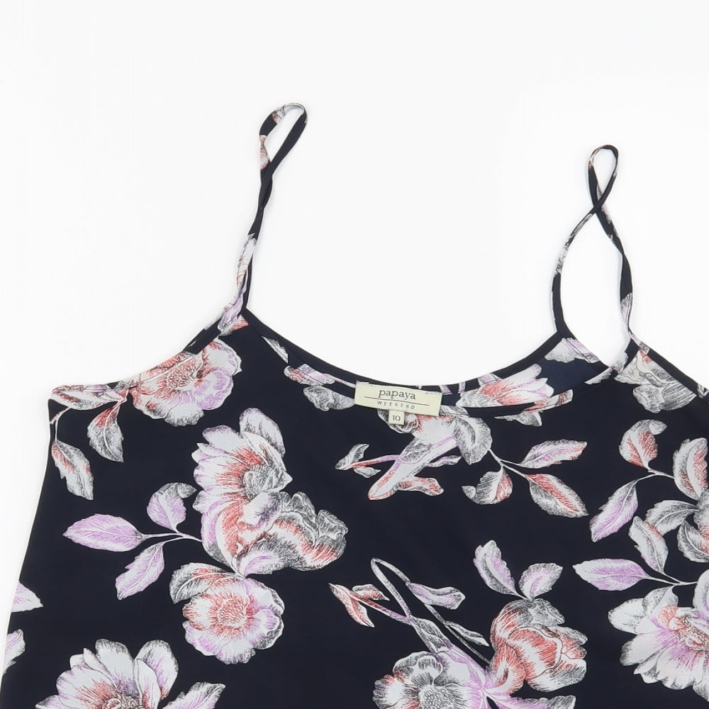 Papaya Womens Blue Floral  Basic Blouse Size 10