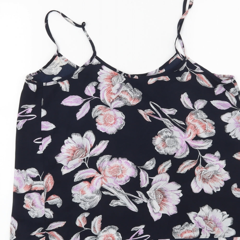Papaya Womens Blue Floral  Basic Blouse Size 10