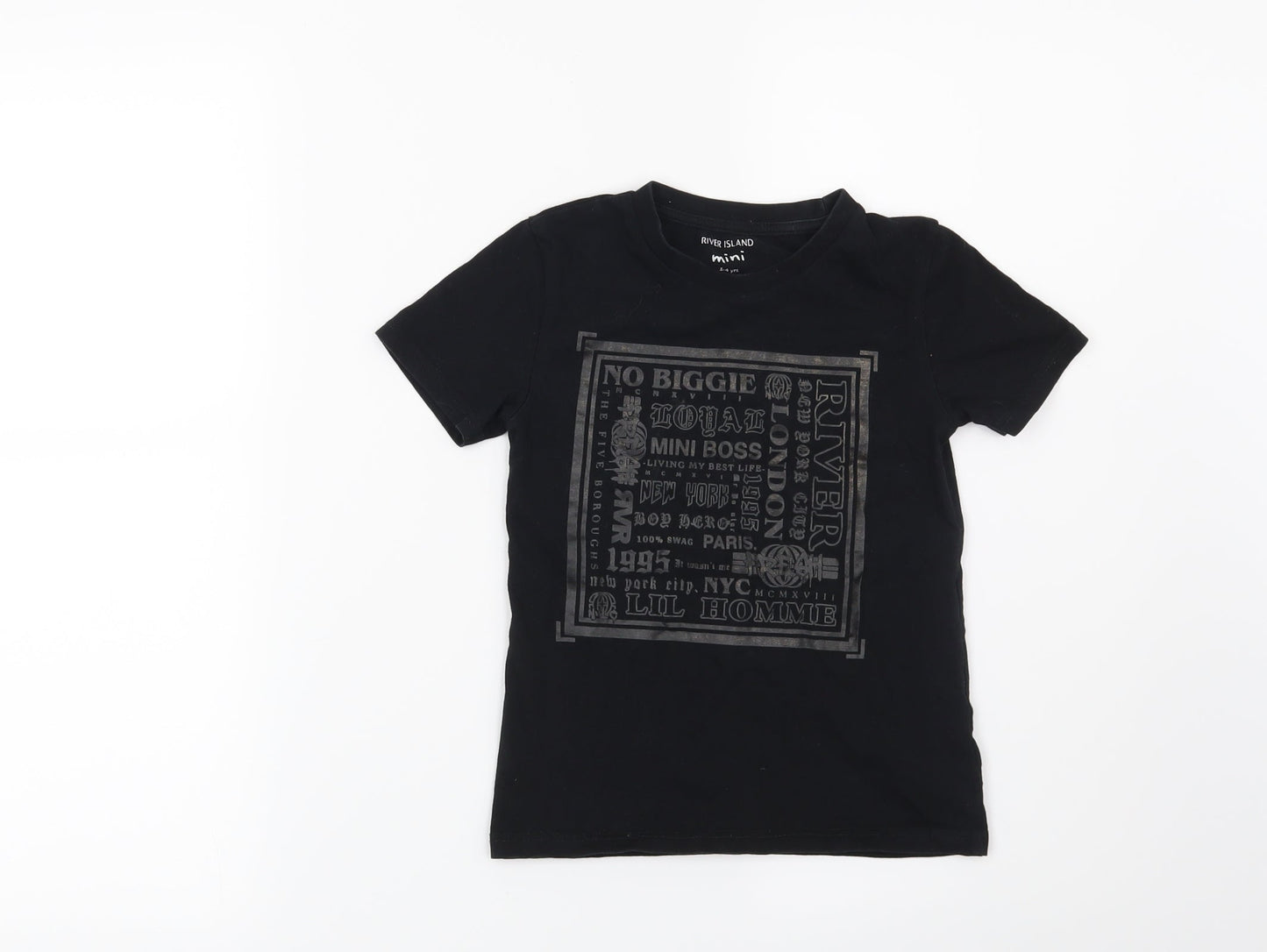 River Island Boys Black   Basic T-Shirt Size 3-4 Years  - London New York