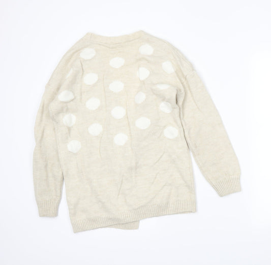 TU Womens Beige Polka Dot  Wrap Jumper Size 10