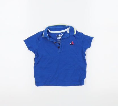Fred & Flo Boys Blue   Basic Polo Size 9-12 Months