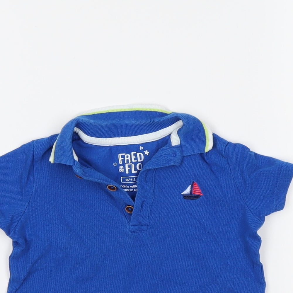 Fred & Flo Boys Blue   Basic Polo Size 9-12 Months