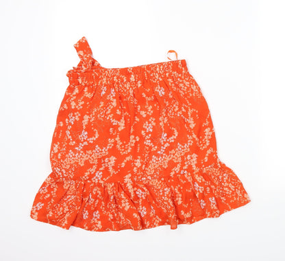 Soaked Womens Orange Floral  Wrap Skirt Size S
