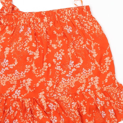 Soaked Womens Orange Floral  Wrap Skirt Size S