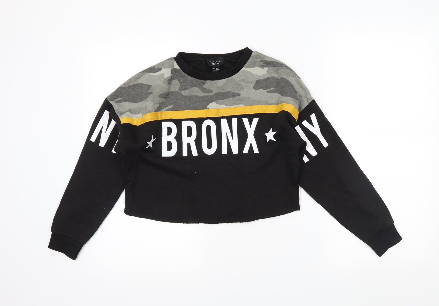 newlook Girls Black Camouflage  Pullover Sweatshirt Size 10-11 Years