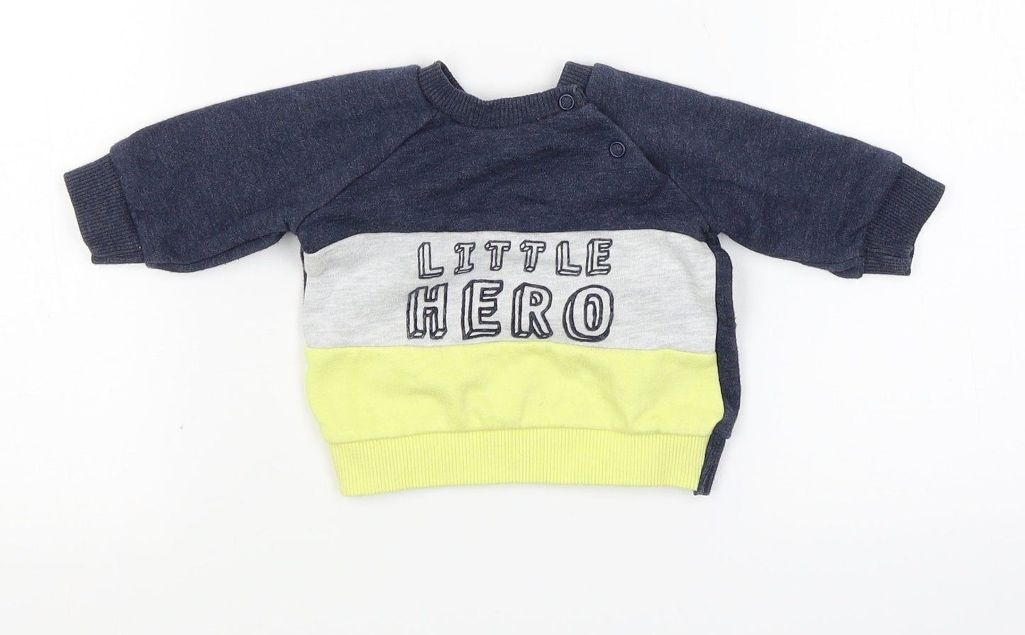 F&F Boys Grey Colourblock  Pullover Jumper Size 0-3 Months  - Little Hero