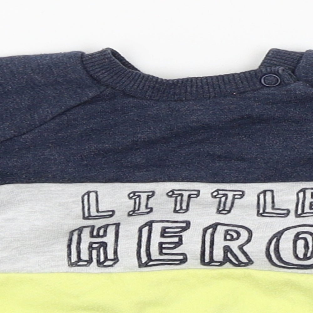 F&F Boys Grey Colourblock  Pullover Jumper Size 0-3 Months  - Little Hero