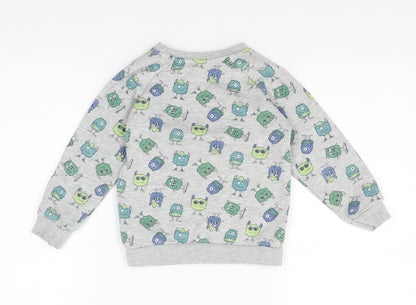 Primark Boys Grey Polka Dot  Pullover Jumper Size 2 Years  - Monsters