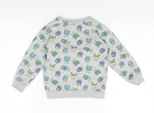 Primark Boys Grey Polka Dot  Pullover Jumper Size 2 Years  - Monsters