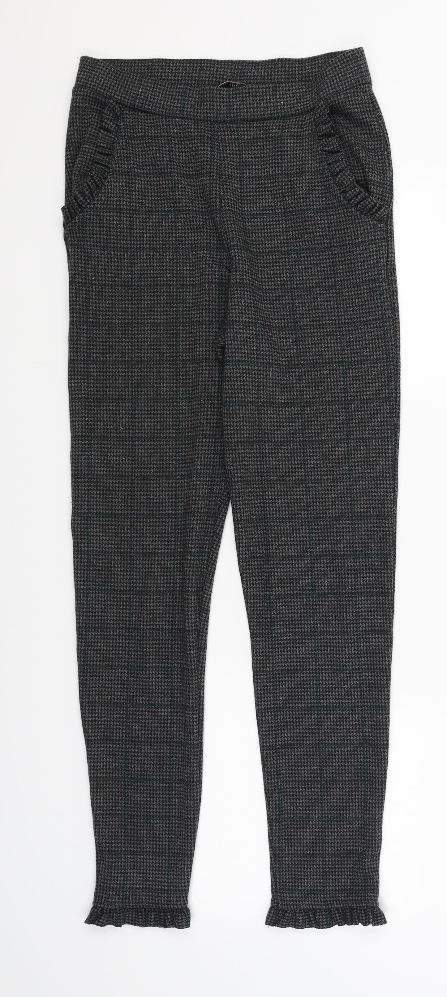 TU Womens Grey Houndstooth  Trousers  Size 8 L25.5 in