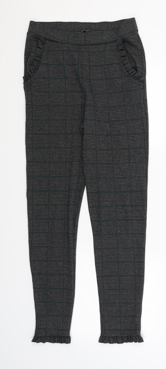 TU Womens Grey Houndstooth  Trousers  Size 8 L25.5 in