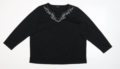 Bonmarché Womens Black Knit Pullover Jumper Size L