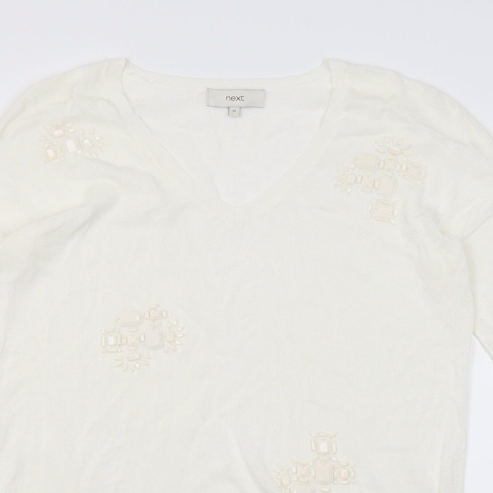 Next Womens Ivory  Knit Pullover Jumper Size 12
