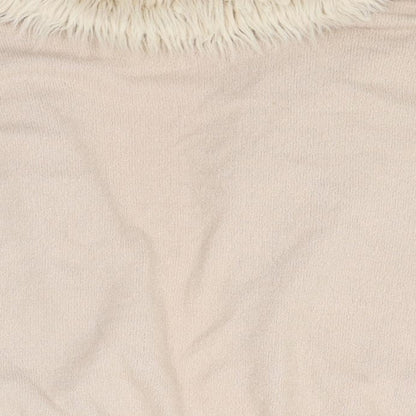 River Island Girls Pink  Knit Cardigan Jumper Size 11-12 Years  - Detachable fur collar`