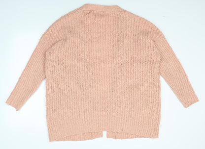 F&F Womens Pink  Knit Cardigan Jumper Size 12  - Loose Fit