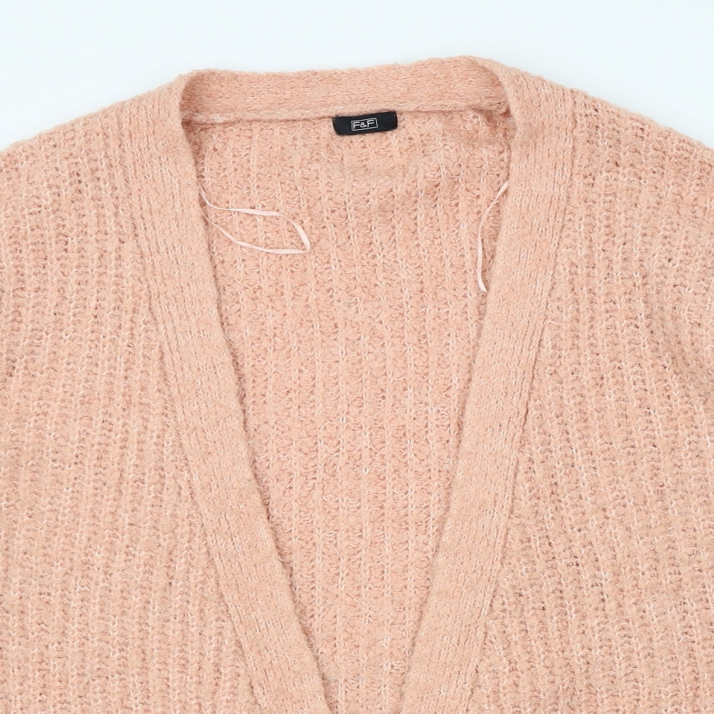 F&F Womens Pink  Knit Cardigan Jumper Size 12  - Loose Fit
