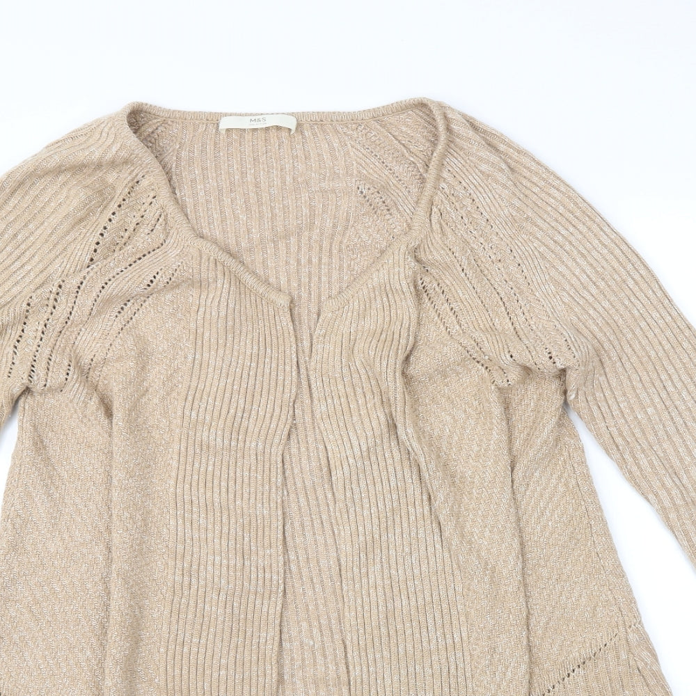 M&S Womens Beige   Cardigan Jumper Size M
