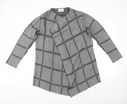 Papaya Womens Grey Check  Wrap Jumper Size L
