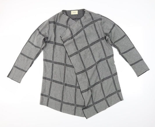 Papaya Womens Grey Check  Wrap Jumper Size L