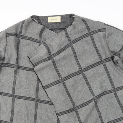 Papaya Womens Grey Check  Wrap Jumper Size L