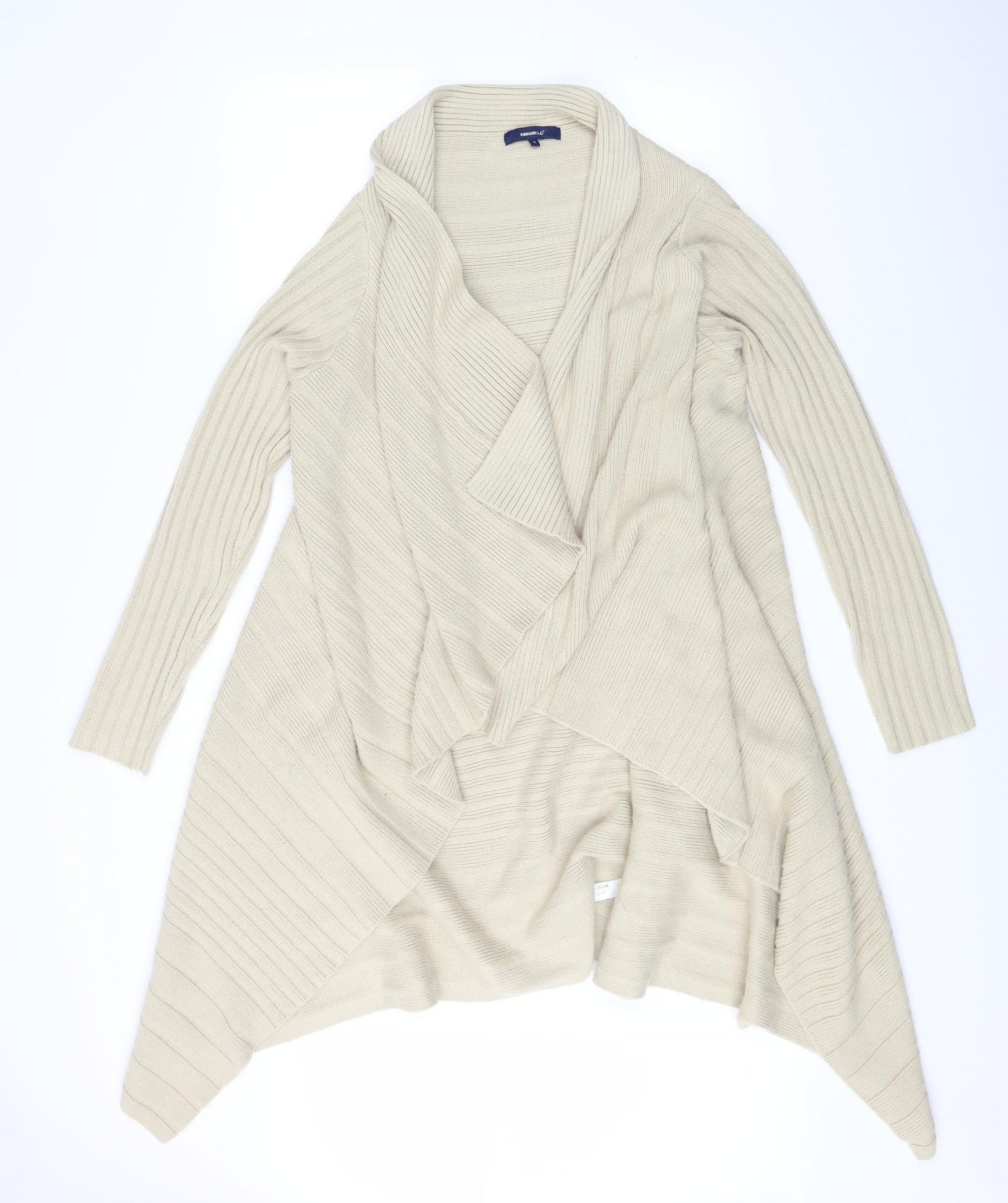 Causal Club Womens Beige Striped  Cardigan Jumper Size M