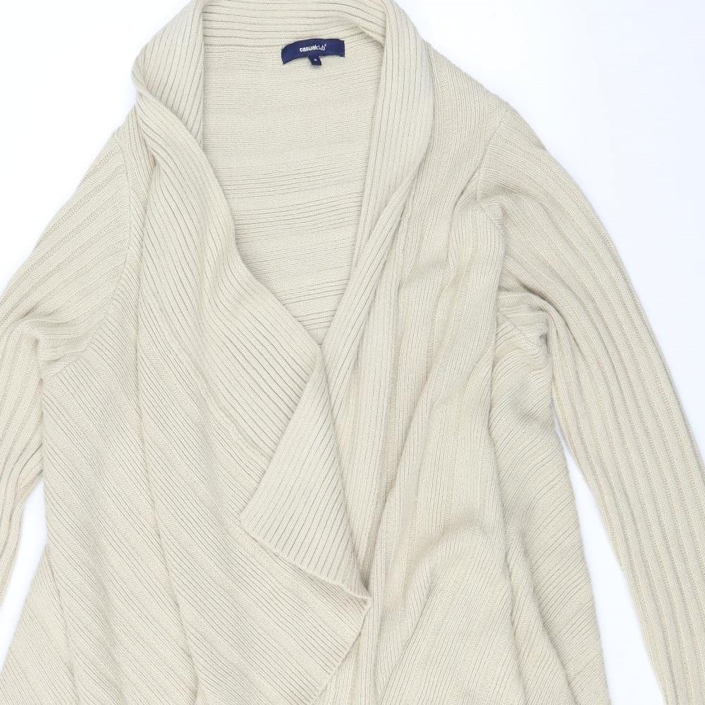 Causal Club Womens Beige Striped  Cardigan Jumper Size M