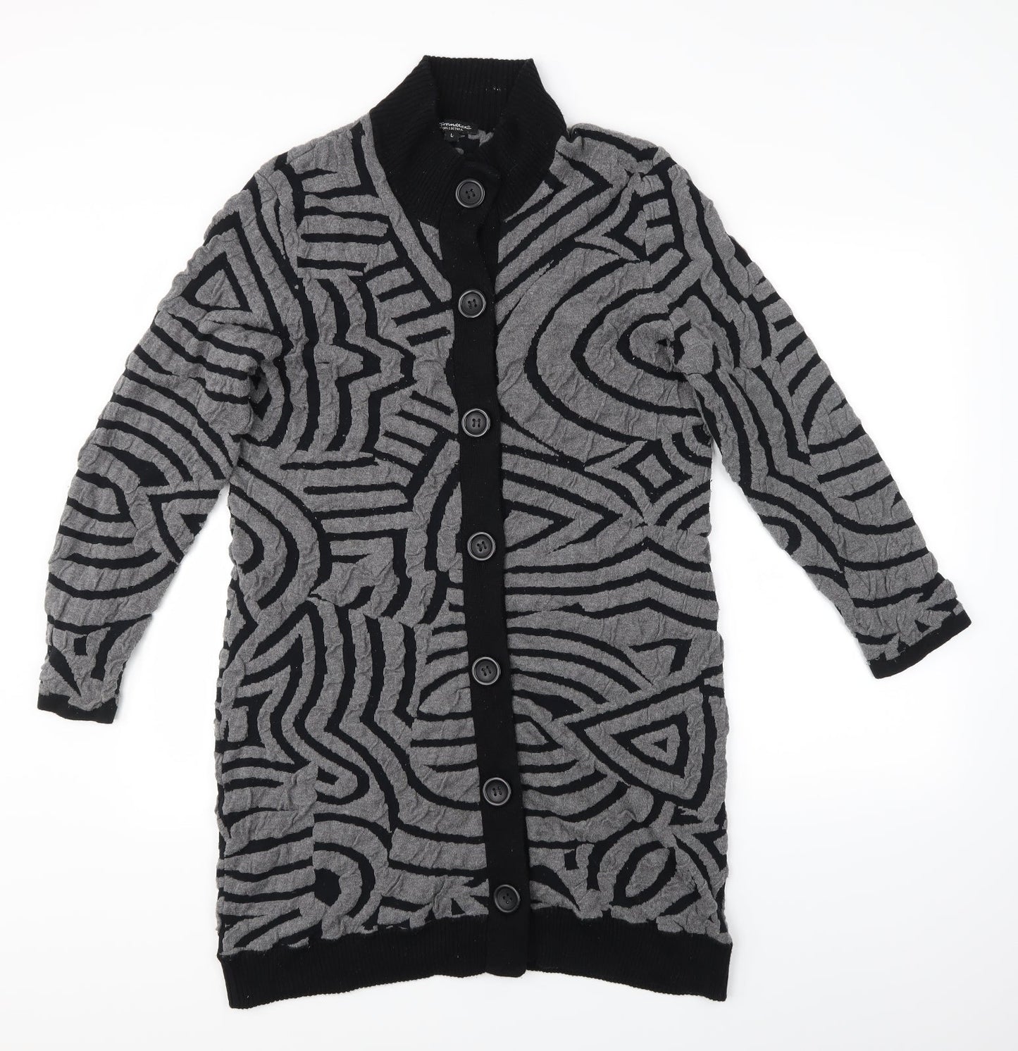 Brandtex Womens Multicoloured Geometric  Cardigan Jumper Size L