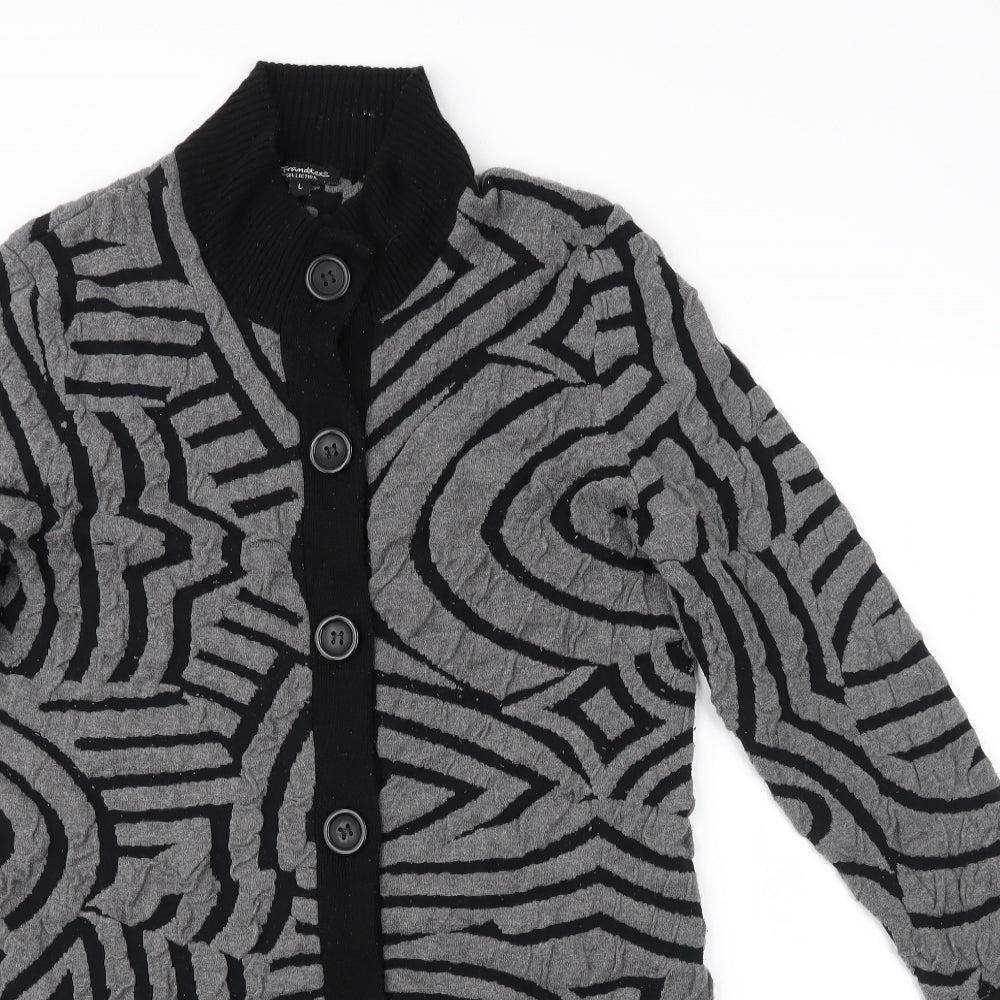 Brandtex Womens Multicoloured Geometric  Cardigan Jumper Size L
