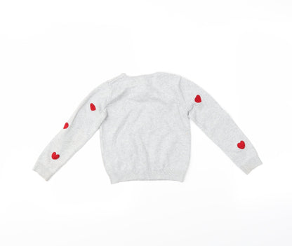 H&M Girls Grey Polka Dot  Pullover Jumper Size 5-6 Years  - Hearts