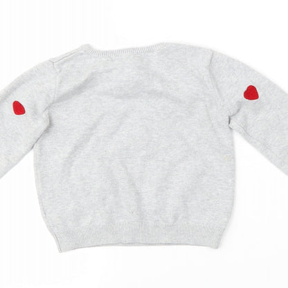 H&M Girls Grey Polka Dot  Pullover Jumper Size 5-6 Years  - Hearts