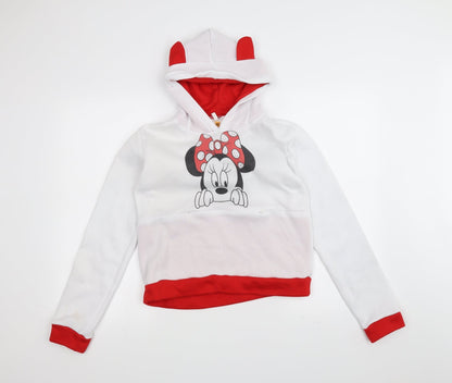 kiranniei Womens White   Pullover Hoodie Size M  - Minnie Mouse