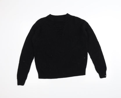 New Look Womens Black  Knit Pullover Jumper Size 8