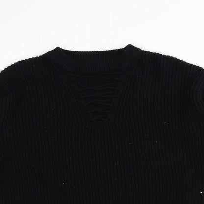 New Look Womens Black  Knit Pullover Jumper Size 8