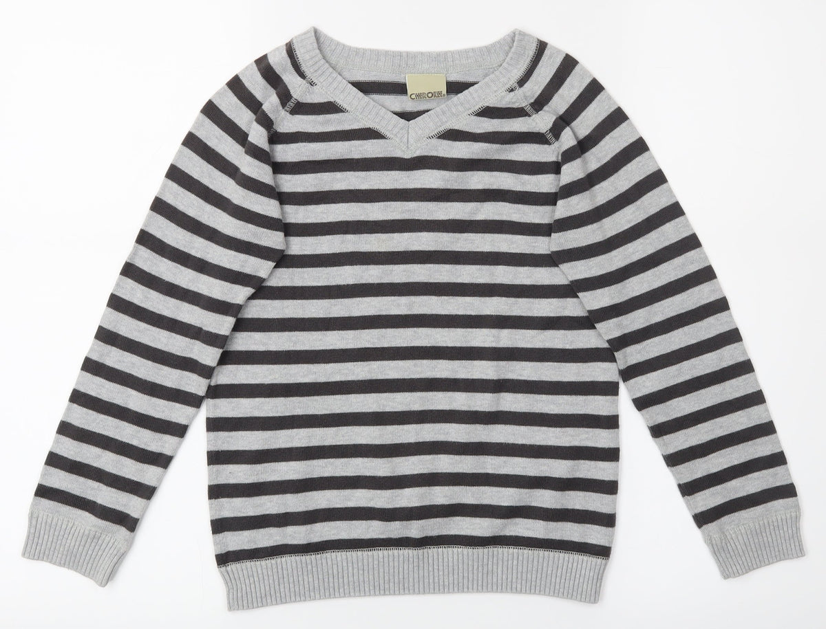 Cherokee Boys Grey Striped  Pullover Jumper Size 5-6 Years
