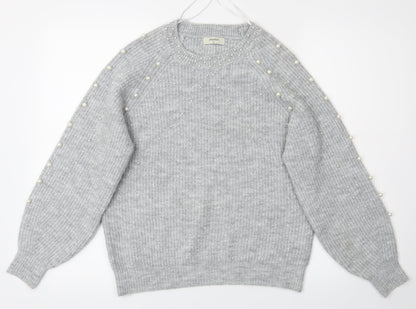 Papaya Womens Grey   Pullover Jumper Size M  - Fake Pearls