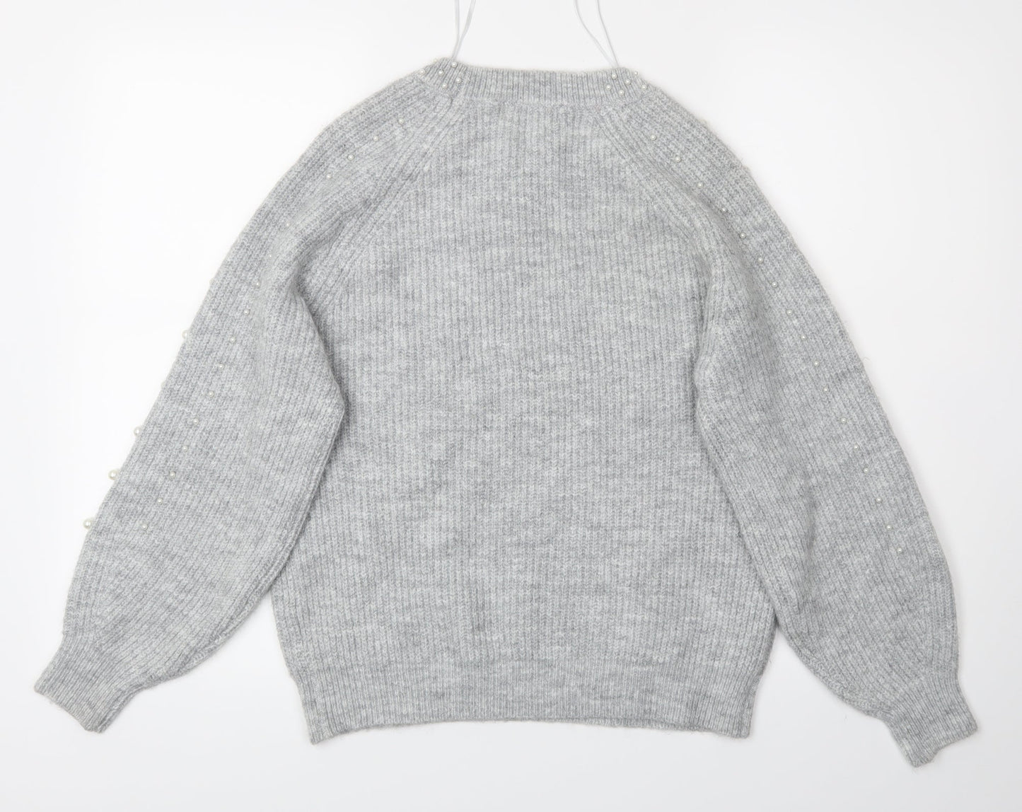 Papaya Womens Grey   Pullover Jumper Size M  - Fake Pearls