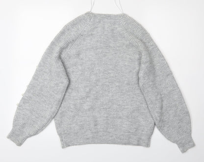 Papaya Womens Grey   Pullover Jumper Size M  - Fake Pearls