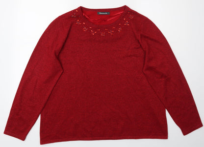 Bonmarché Womens Red   Pullover Jumper Size L