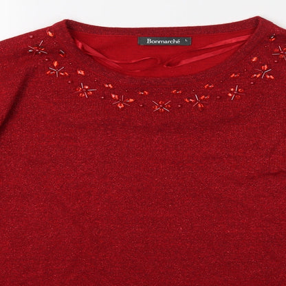 Bonmarché Womens Red   Pullover Jumper Size L