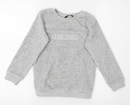 George Girls Grey   Pullover Jumper Size 6-7 Years  - Good Vibes