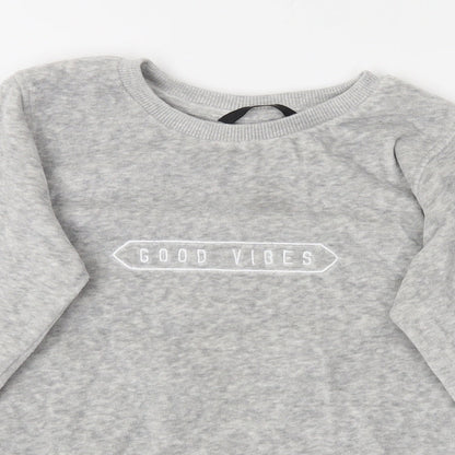 George Girls Grey   Pullover Jumper Size 6-7 Years  - Good Vibes