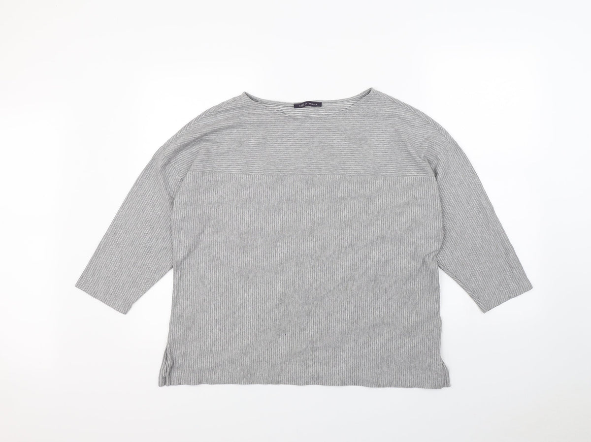 Marks & Spencer Womens Grey Striped  Pullover Jumper Size 18