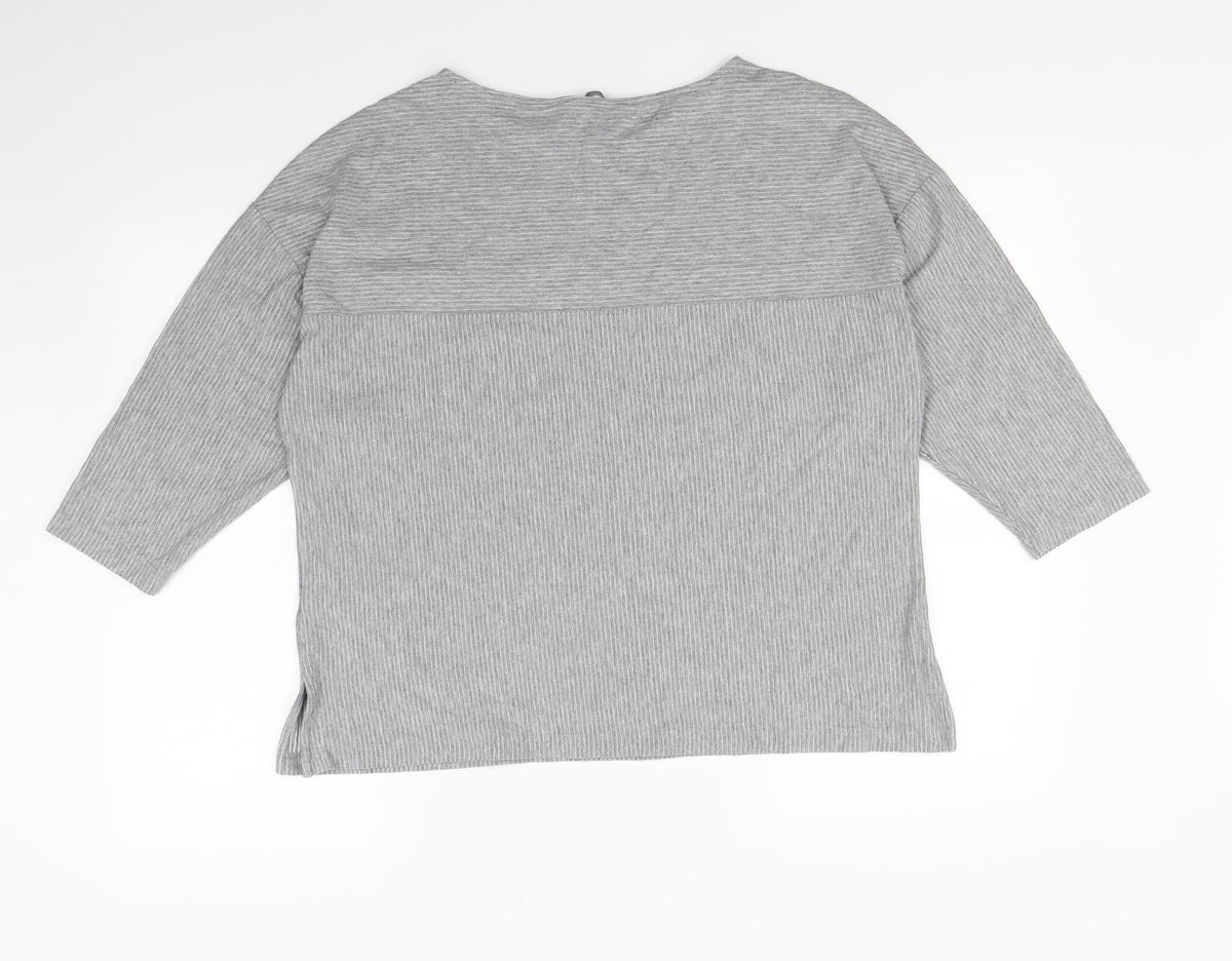 Marks & Spencer Womens Grey Striped  Pullover Jumper Size 18